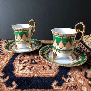 Pretty Set 2 Espresso Cup & Saucer from T Limoges